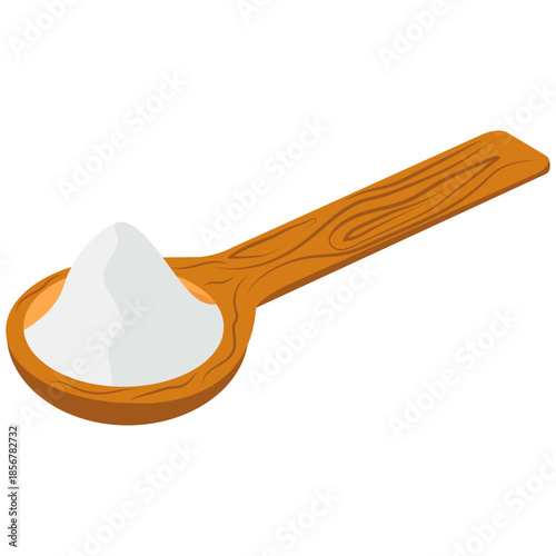 wooden spoon with salt vector.