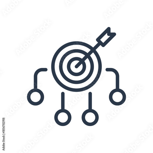 Strategy Target Icon with Arrow and Connected Nodes