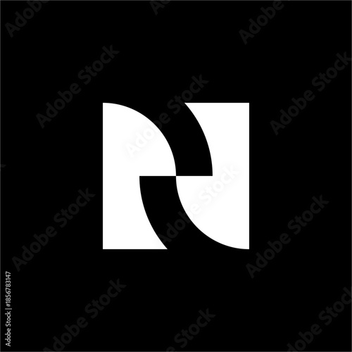 Sleek Letter R negative space logo. A modern, futuristic icon perfect for high-end consulting or advanced technology firms.