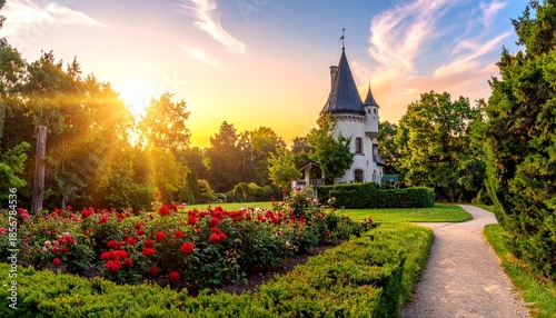 Schloss mit Rosengarten