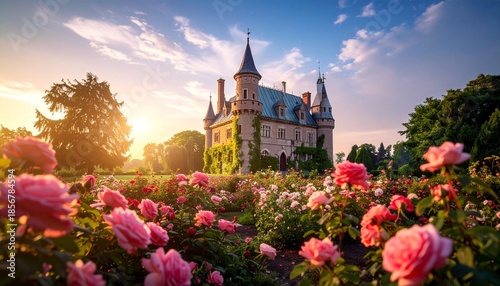 Schloss mit Rosengarten
