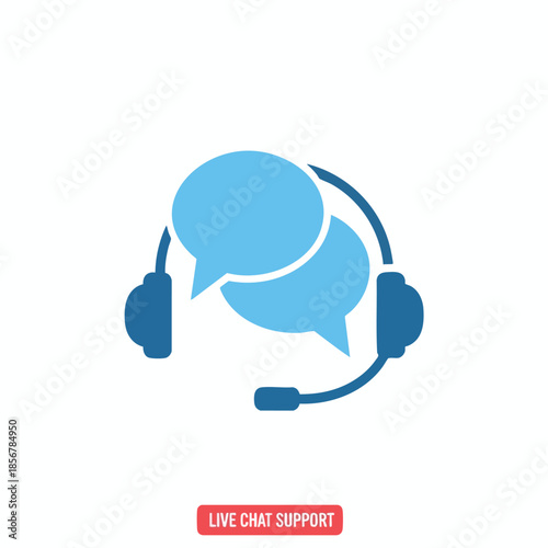 A blue headset with chat bubbles, plus "LIVE CHAT SUPPORT" below
