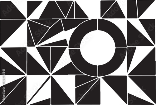 Geometric Pattern with Central Circle and Triangles