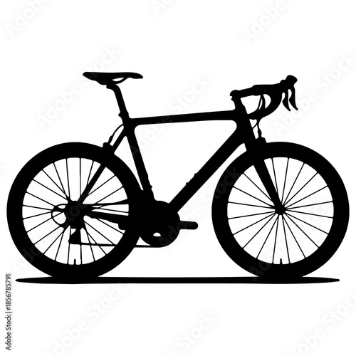 Silhouette of a modern road bicycle with thin wheels and frame bike cycling