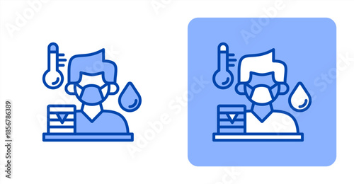 Illness Line Color  Two-tone color and contrasting background icon illustration