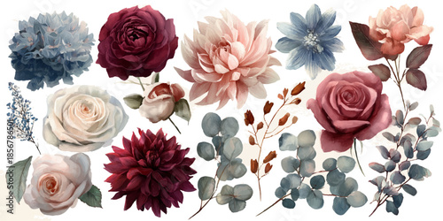 Colorful bouquet of flowers with roses and dahlias