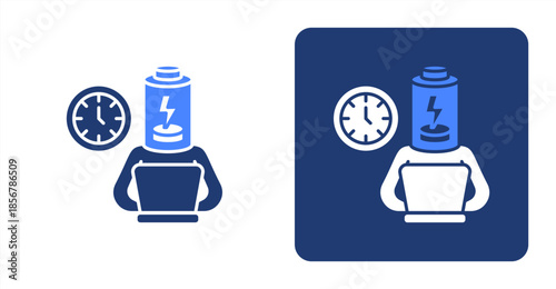 Exhausted Glyph Color  Two-tone color and contrasting background icon illustration