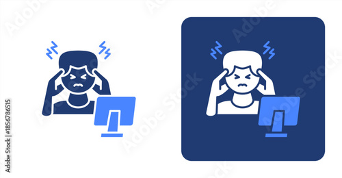 Stress Glyph Color  Two-tone color and contrasting background icon illustration