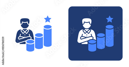 Ambition Glyph Color  Two-tone color and contrasting background icon illustration