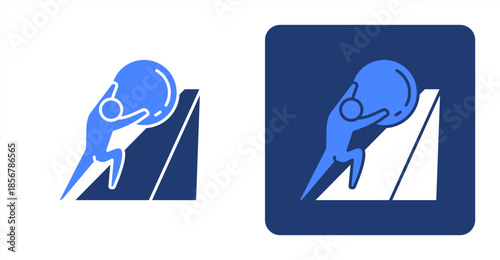 Hard Work Glyph Color  Two-tone color and contrasting background icon illustration