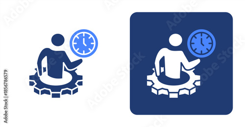 Time Management Glyph Color  Two-tone color and contrasting background icon illustration