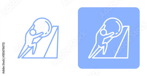 Hard Work Line  Two-tone color and contrasting background icon illustration