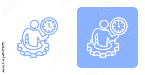 Time Management Line  Two-tone color and contrasting background icon illustration
