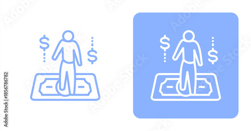 Salary Line  Two-tone color and contrasting background icon illustration