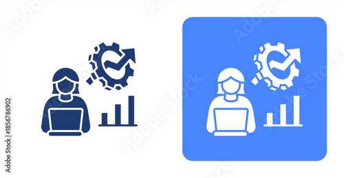 Focus Glyph  Two-tone color and contrasting background icon illustration
