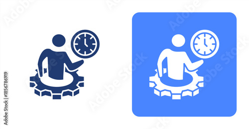 Time Management Glyph  Two-tone color and contrasting background icon illustration