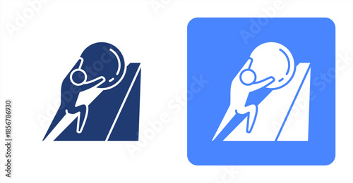 Hard Work Glyph  Two-tone color and contrasting background icon illustration