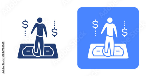 Salary Glyph  Two-tone color and contrasting background icon illustration
