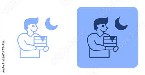Overwork Mixed  Two-tone color and contrasting background icon illustration