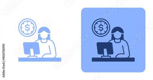Overtime Mixed  Two-tone color and contrasting background icon illustration