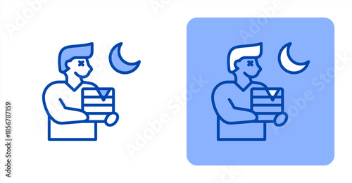 Overwork Line Color  Two-tone color and contrasting background icon illustration