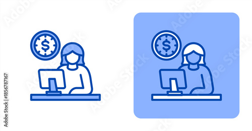 Overtime Line Color  Two-tone color and contrasting background icon illustration
