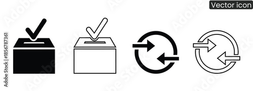 Set of modern vector icons depicting voting and recycling concepts