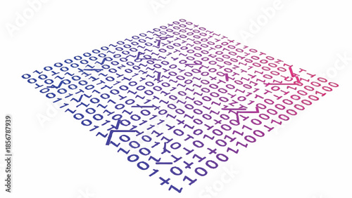Digital stream of data Abstract binary code in a futuristic perspective