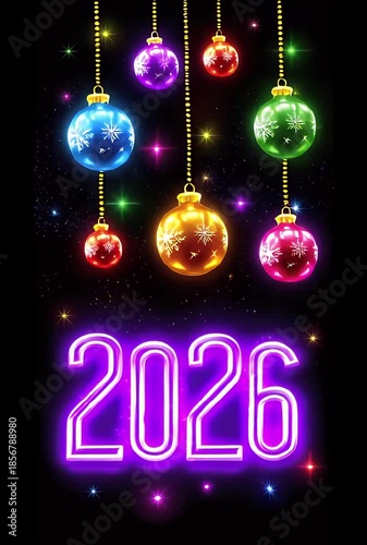 2026 Neon Sparkle: Colorful Hanging Ornaments Holiday Decor