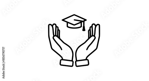 Masters cap hands black white icon