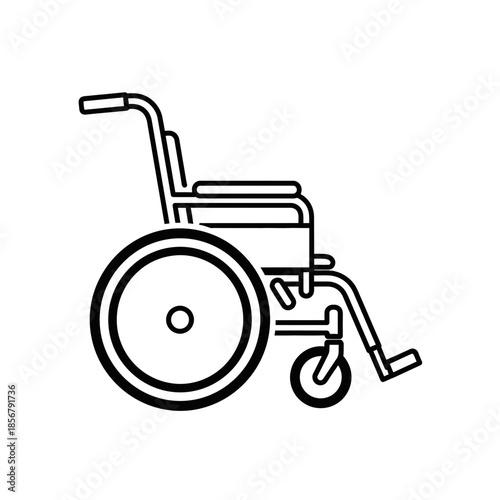 Wheelchair Icon Outline – Mobility Accessibility Medical Vector Illustration