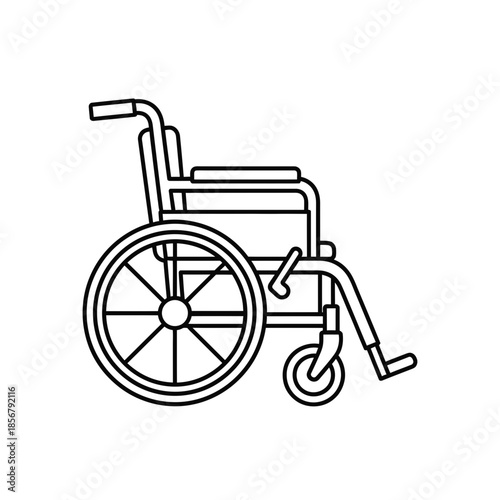 Wheelchair Icon Outline – Mobility Accessibility Medical Vector Illustration