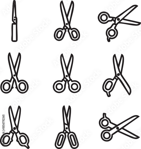 scissors, scissor icon, scissors illustration, scissors silhouette, shears, cutting tool, office supply, crafting tool, sharp object, stationery icon.eps
