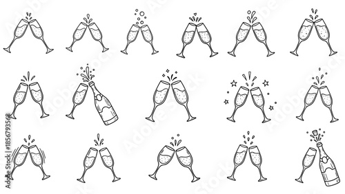 Toasting Celebration: Cheers with Champagne Flutes for Festivities and Special Events