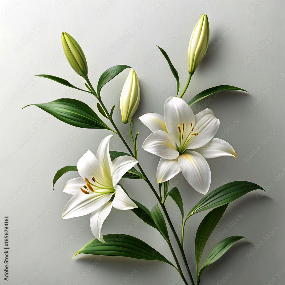 Fototapeta premium A delicate bouquet of white lily of the valley flowers blooming beautifully against a dark background