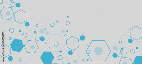 Abstract blue hexagon banner background.