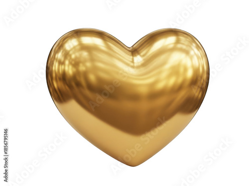 Golden heart icon isolated on transparent background
