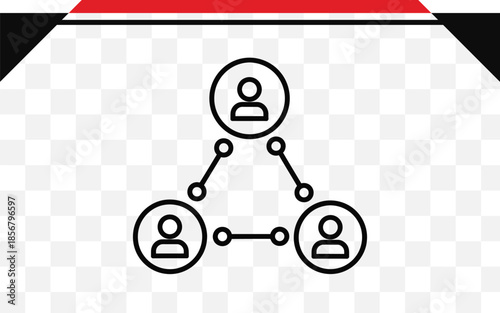 Simple organizational chart with three connected people icons isolated on transparent background