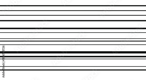 Minimalist abstract pattern consists of horizontal black lines of varying thickness on a white background, creating a modern linear texture.
