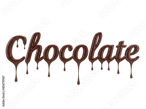 Chocolate text dripping isolated on transparent background