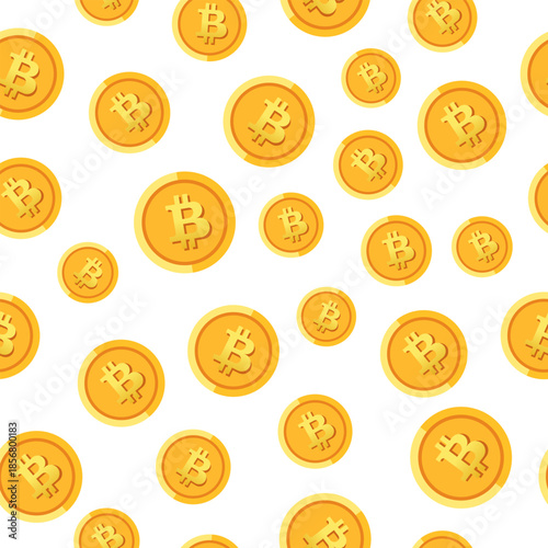 Bitcoin background. Bitcoin seamless pattern wallpaper. Cryptocurrency, crypto, btc, mining, money, blockchain