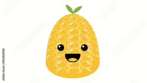 Happy Cute Pineapple Character Smiling on Isolated White Background