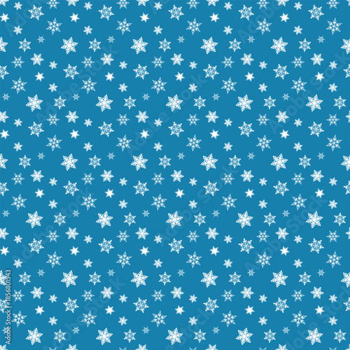 Winter seamless pattern with snowflakes, holiday background. Vector illustration for fabric, textile wallpaper, posters, gift wrapping paper. Christmas vector illustration. Falling snow.