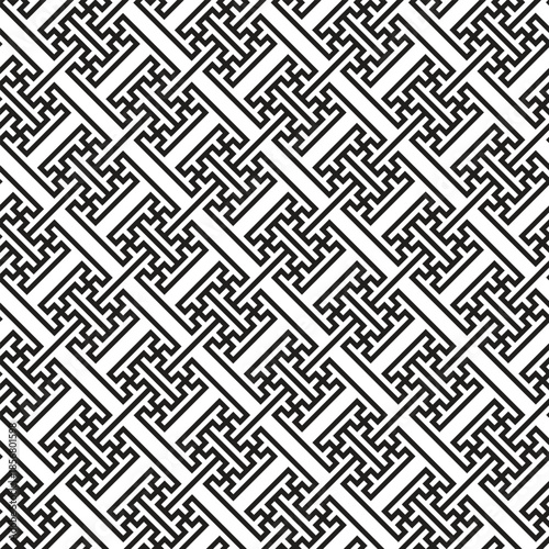 Wallpaper Mural Black and white seamless geometric pattern with interlocking maze lines. Perfect for abstract backgrounds, modern wallpaper, textile prints, packaging, branding, and decorative graphic design Torontodigital.ca