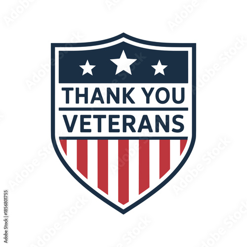 Free Download Shield emblem with stars and stripes reading THANKYOUVETERANS on a white background thank you veterans - GFXLoad