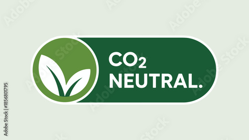 Green C O2 Neutral Oval Badge with Leaves Icon co2 neutral carbon neutral