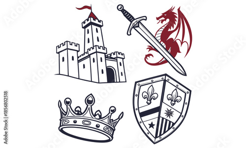 medieval vector icon design bundle