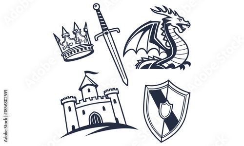 medieval vector icon design bundle