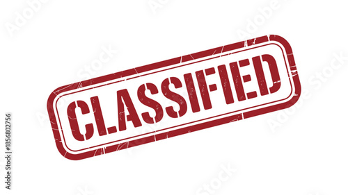 Red Classified Rubber Stamp With Distressed Texture On White Background vector illustration