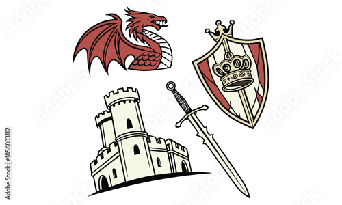 medieval vector icon design bundle